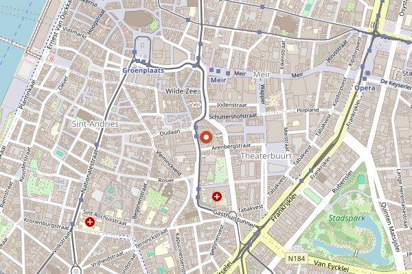 Map showing Le Pristine in Antwerp