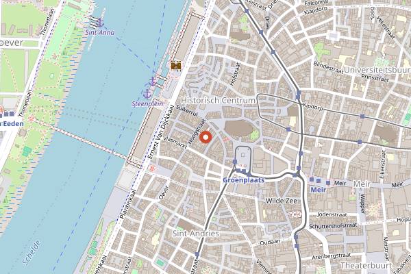 Map showing Sir Anthony Van Dijck in Antwerp