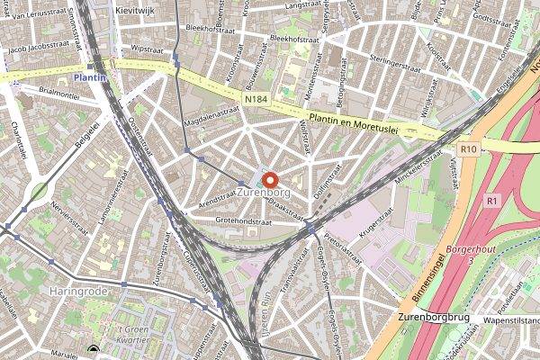 Map showing Dageraadplaats Thursday Market in Antwerp