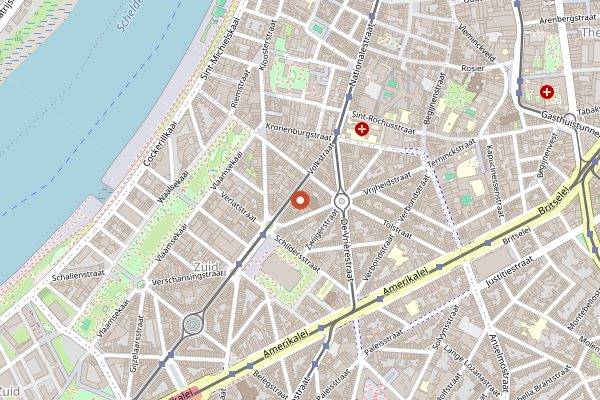 Map showing BÚN Bar & Restaurant in Antwerp