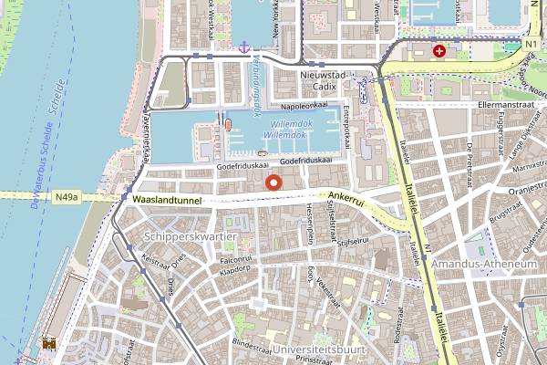 Map showing Felix Pakhuis in Antwerp