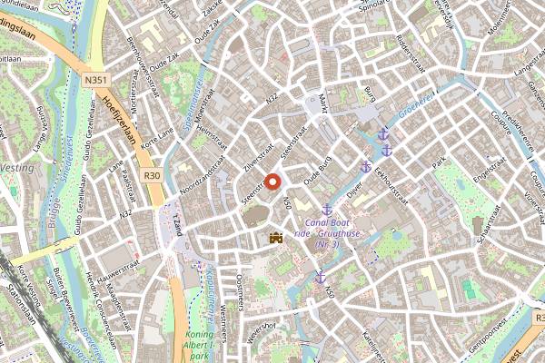 Map showing The Chocolate Line in Bruges