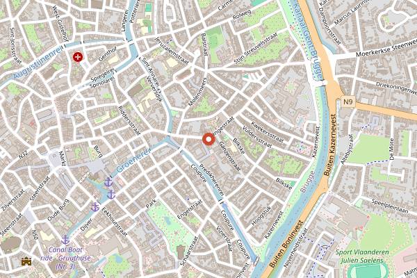 Map showing barazar in Bruges