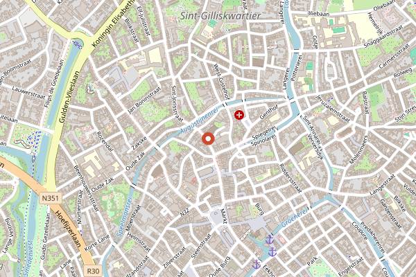 Map showing 't Poatersgat in Bruges