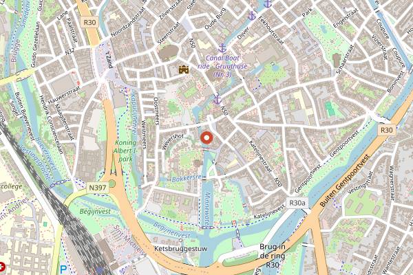 Map showing De Halve Maan in Bruges