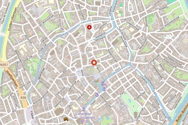 Map showing Assiette Blanche in Bruges