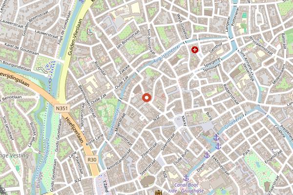 Map showing De Republiek in Bruges