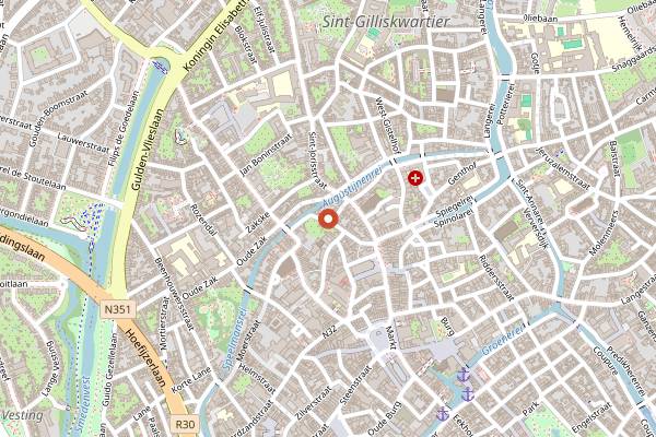 Map showing Pieter Pourbus in Bruges