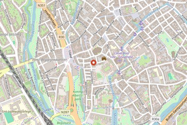 Map showing Réliva in Bruges