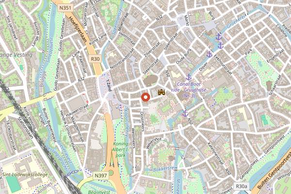 Map showing Réliva in Bruges