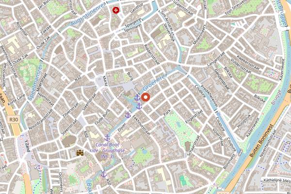 Map showing Bruges Mussel Festival (Brugse Mosselfeesten) in Bruges