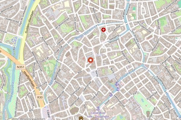 Map showing Le Mystique in Bruges