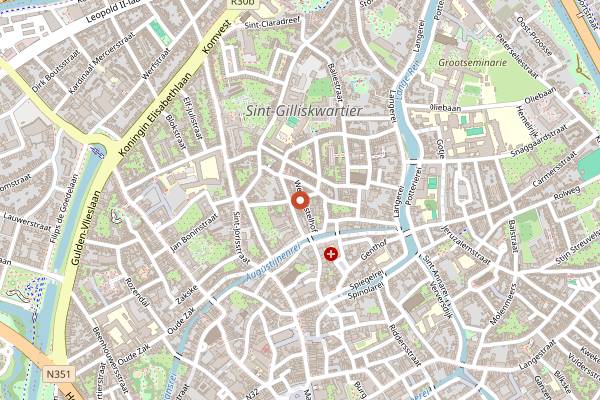Map showing Tom's Diner in Bruges