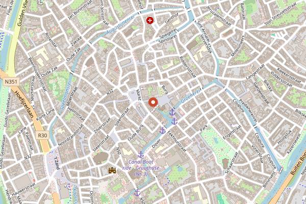 Map showing Chez Albert in Bruges