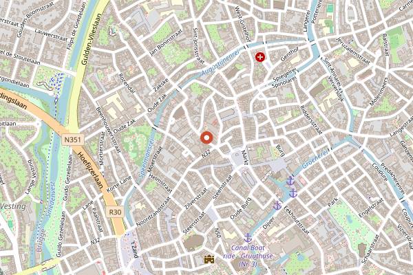 Map showing Lizzie's Wafels in Bruges