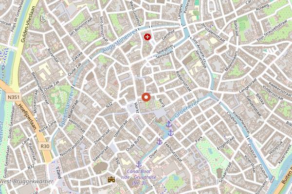 Map showing Quatre Vins in Bruges