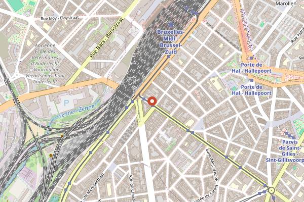 Map showing La Releve Bakery in Brussels