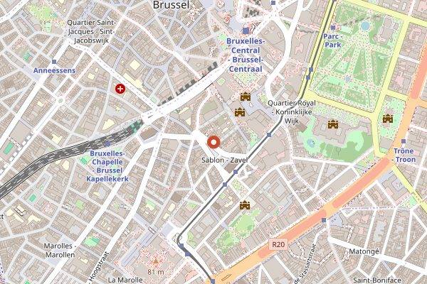 Map showing Wittamer in Brussels
