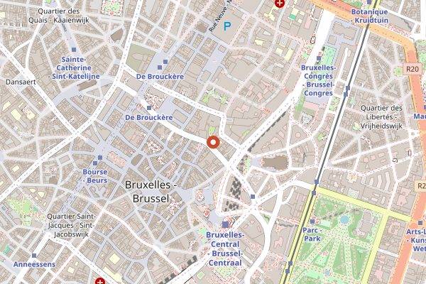 Map showing A La Mort Subite in Brussels