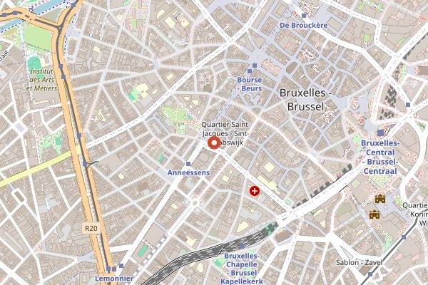 Map showing Moeder Lambic Fontainas in Brussels