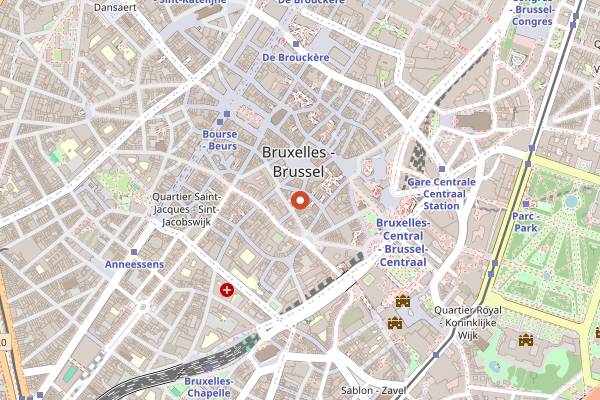 Map showing The Green Man in Brussels