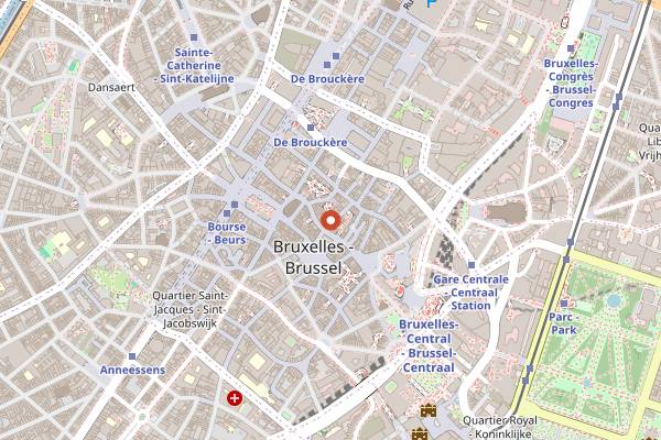 Map showing The Sneakers Cafe in Brussels