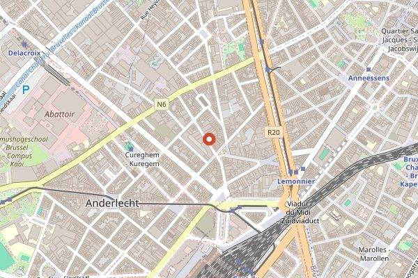 Map showing Brasserie Cantillon in Brussels