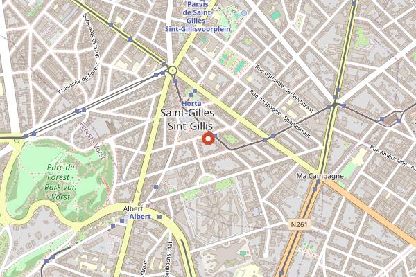 Map showing Rascal's Cafe in Brussels