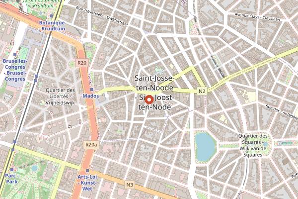 Map showing La Piola Pizza in Brussels