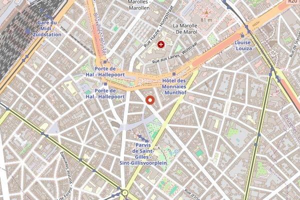 Map showing Hinterland in Brussels