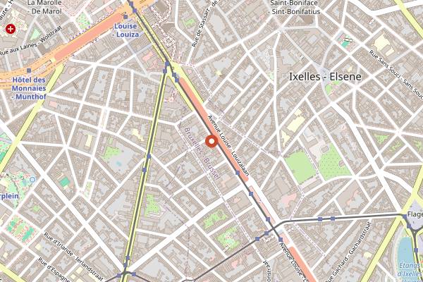 Map showing Louise 107 in Brussels