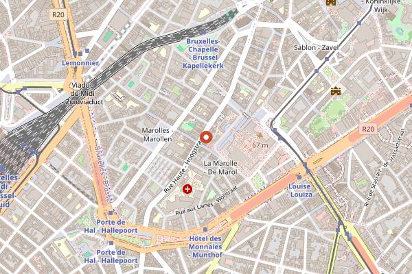 Map showing Taylor's Café in Brussels