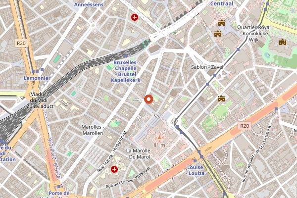 Map showing Brasserie Ploegmans in Brussels