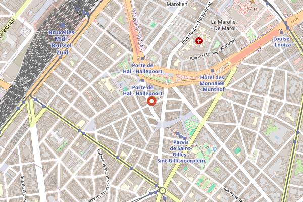 Map showing La Porteuse d'Eau in Brussels