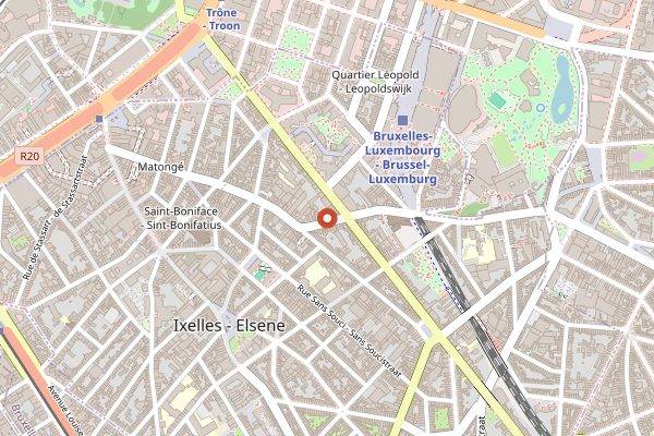 Map showing ONGBA in Brussels