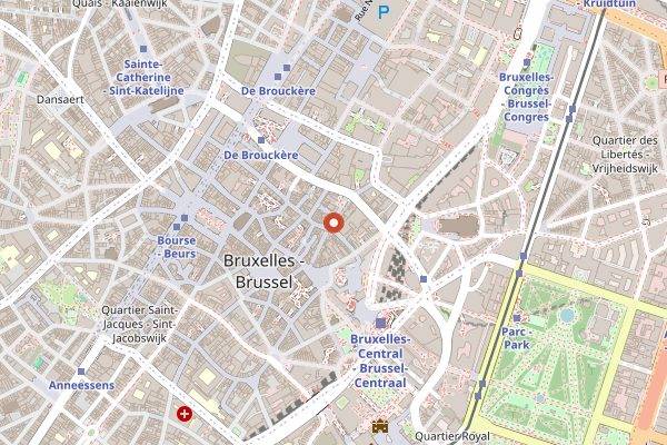 Map showing Aksum Coffee House in Brussels