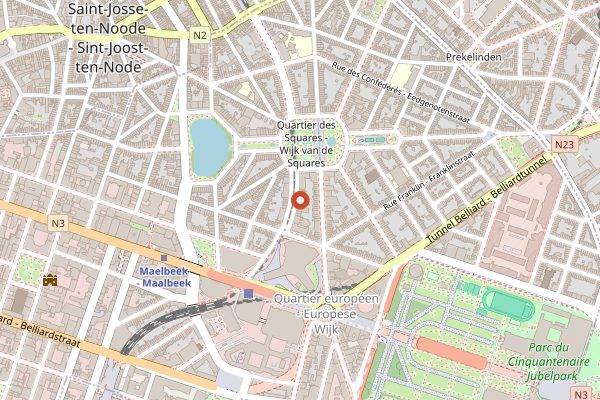 Map showing The Belgian Chocolate Makers in Brussels