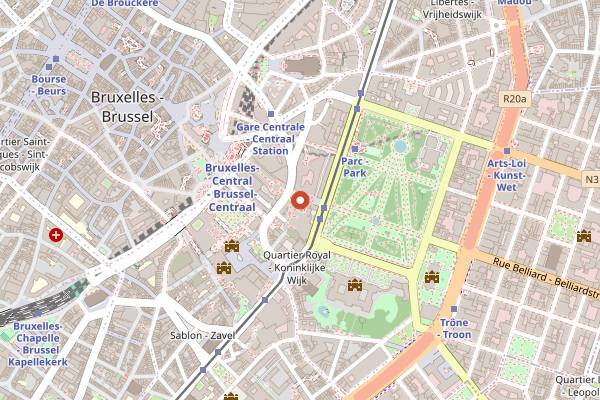 Map showing Bozar Restaurant in Brussels