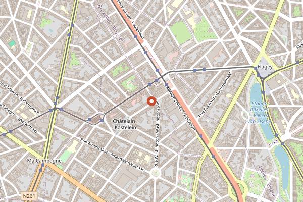 Map showing Odette en Ville in Brussels
