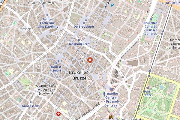 Map showing Aux Armes de Bruxelles in Brussels