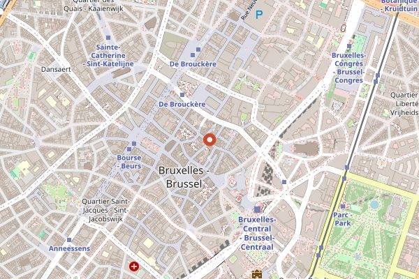 Map showing Chez Leon in Brussels