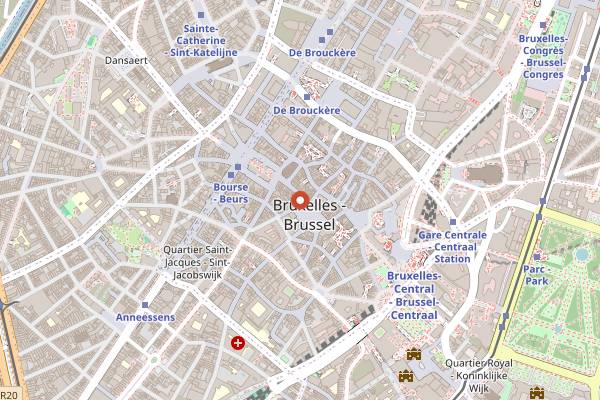 Map showing Le Roy d'Espagne in Brussels