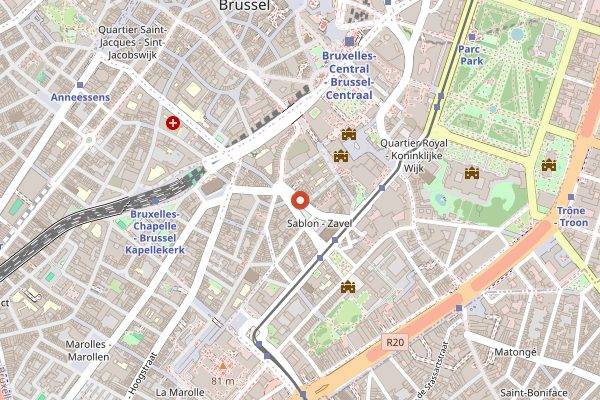Map showing Marche du Sablon in Brussels