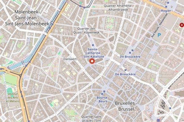 Map showing Place Sainte-Catherine Market in Brussels