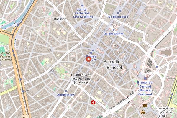 Map showing Ancienne Belgique (AB) in Brussels