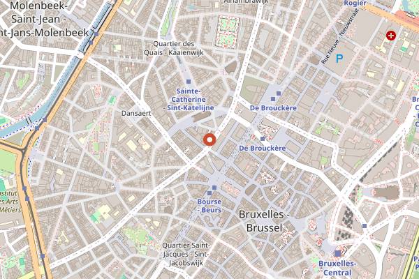 Map showing Kafka Bar in Brussels