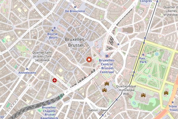 Map showing Secret Rooftop by Warwick in Brussels