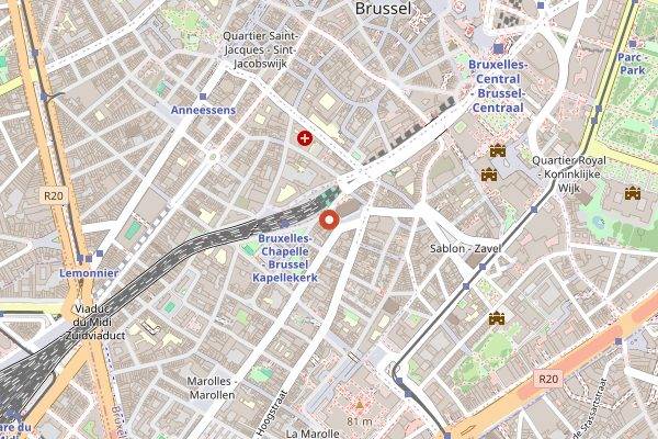 Map showing Les Brigittines in Brussels