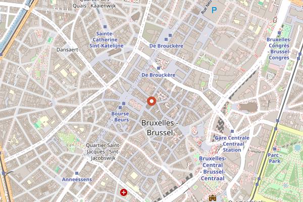 Map showing Friterie Tabora in Brussels