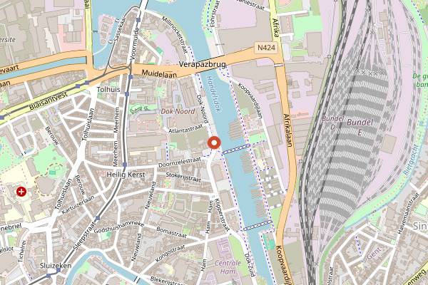 Map showing Himschoot Dok Noord in Ghent